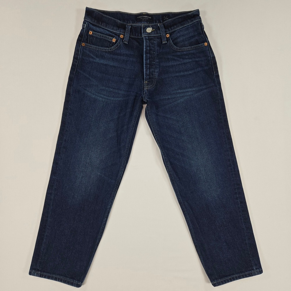 Lucky Brand Women Relaxed Taper Jeans Dark Wash Button Fly Mid Rise Size 2/26